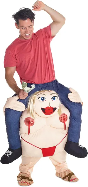 Morph Fat Stripper Adult Piggyback Costume, Piggy Back Costume, Carry Me Costume Adult, Fancy Funny Piggy Back Ride Costume