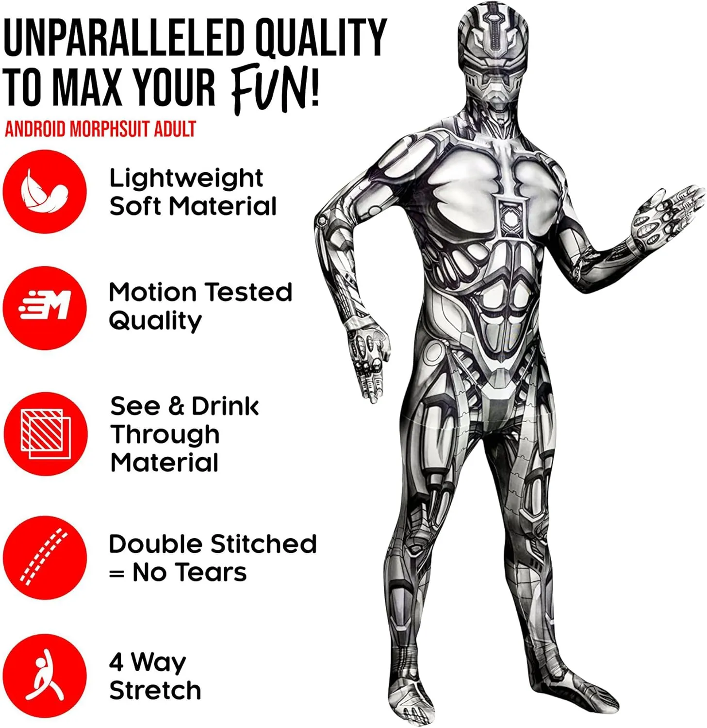 Morphsuits Android Costume Futuristic Bodysuit, Robot Costume Adult Men, Futuristic Clothing, Robot Costume Adult