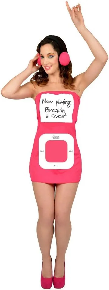 Morphsuits Women's Morphcostume Co Adult Female Funny Mp3 Playa Group Costume, Pink/White, Small