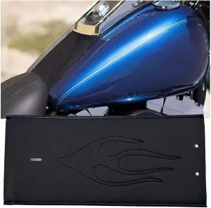 Motorcycle PU Leather Gas Tank Panel Bib with Flame Pattern Compatiable for Harley Dyna FXDWG 1993-2003, Softail FLSTF 2000-2017