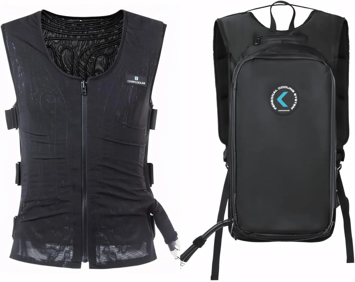 Motorcyclist Dual Backpack ICE Water Cooling System 5.0L Bladder and 7.4V Battery(Black)