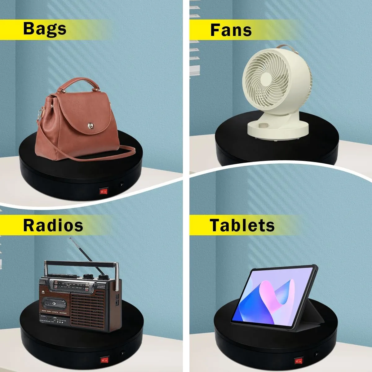 Motorized Rotating Display Stand Rotating Platform Electric Turntable for Display,Photography,3d Scanner,Professional Remote Control Angle/Speed,Multi-Rotation Modes