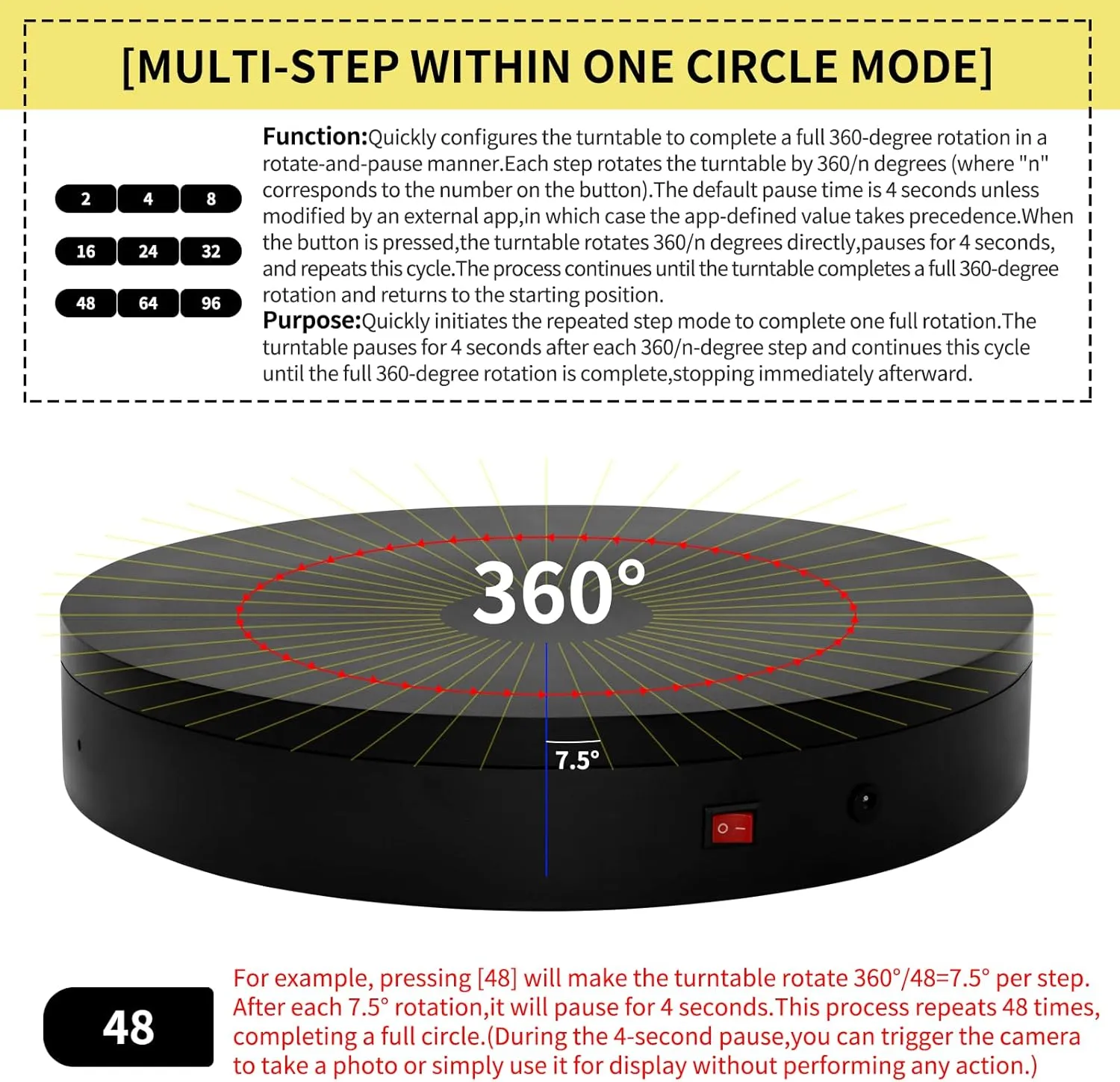 Motorized Rotating Display Stand Rotating Platform Electric Turntable for Display,Photography,3d Scanner,Professional Remote Control Angle/Speed,Multi-Rotation Modes