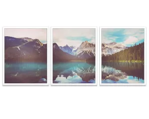 Mountain Panoramic Landscape Photography Prints, Set of 3, UNFRAMED, Panorama Photography, Mountain and Lake Wall Art Decor Poster Sign, 8x10 Inches