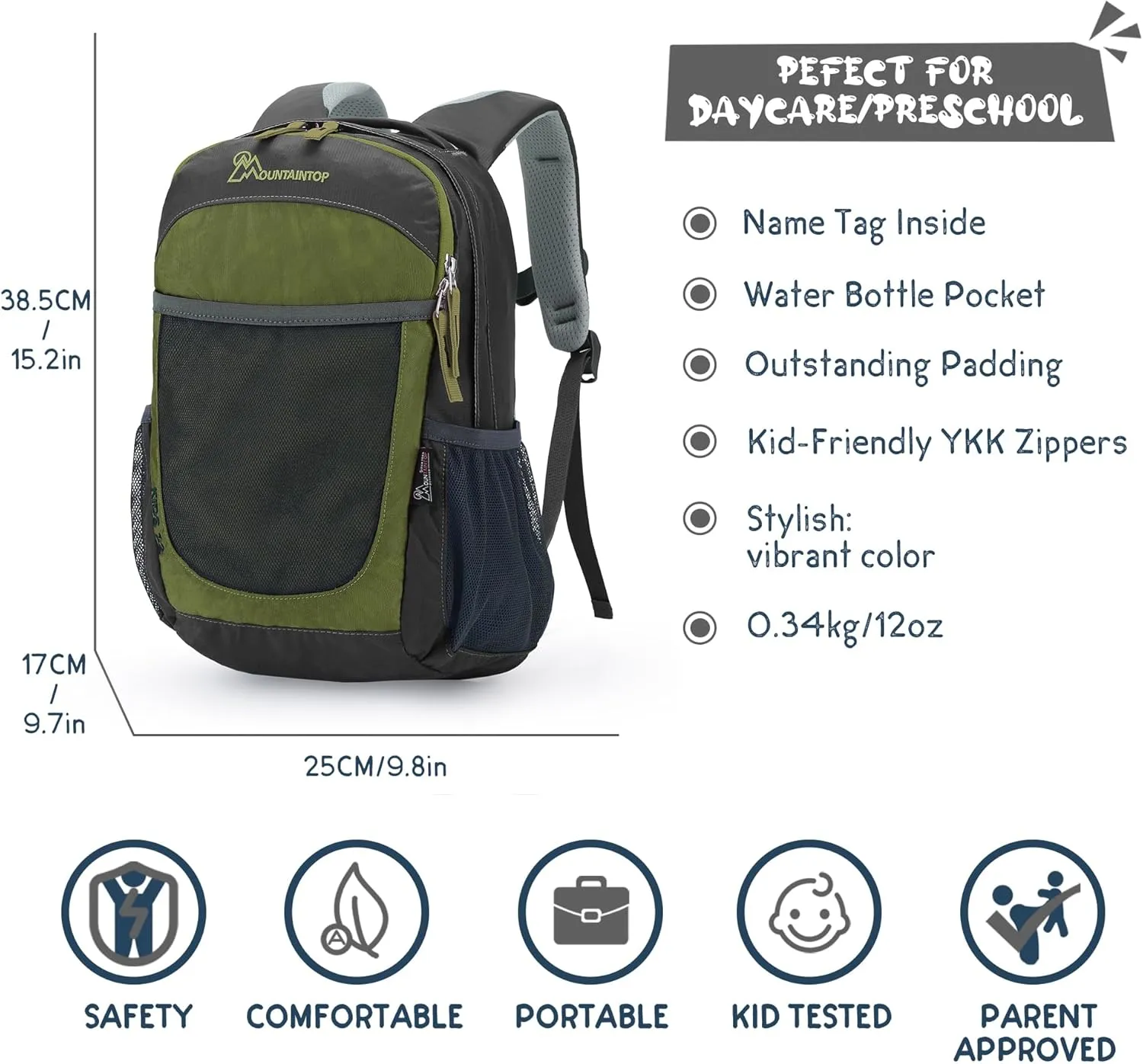 MOUNTAINTOP 8L Kids Backpack for Boys Girls Kindergarten Preschool Children Daypack