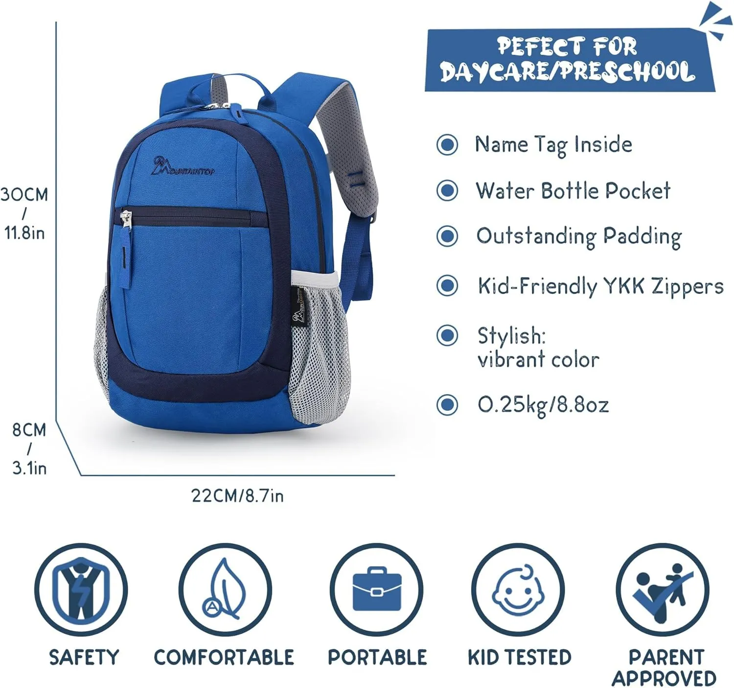 MOUNTAINTOP Kids Toddler Backpack for Boys Girls Preschool Kindergarten Bag
