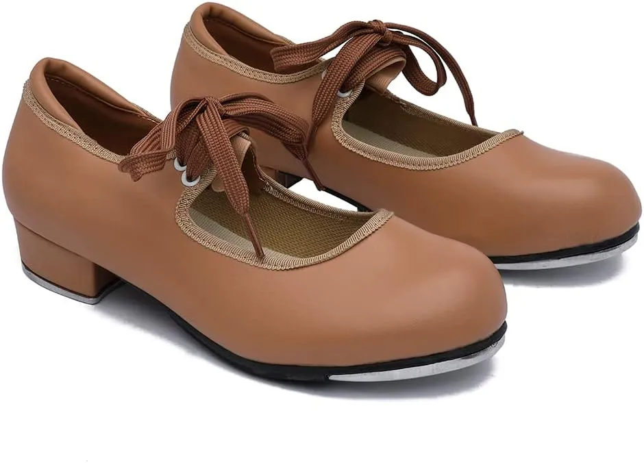 MSMAX Women's Jazz Tap Shoe Girls Mary Jane Tap Dance Flats