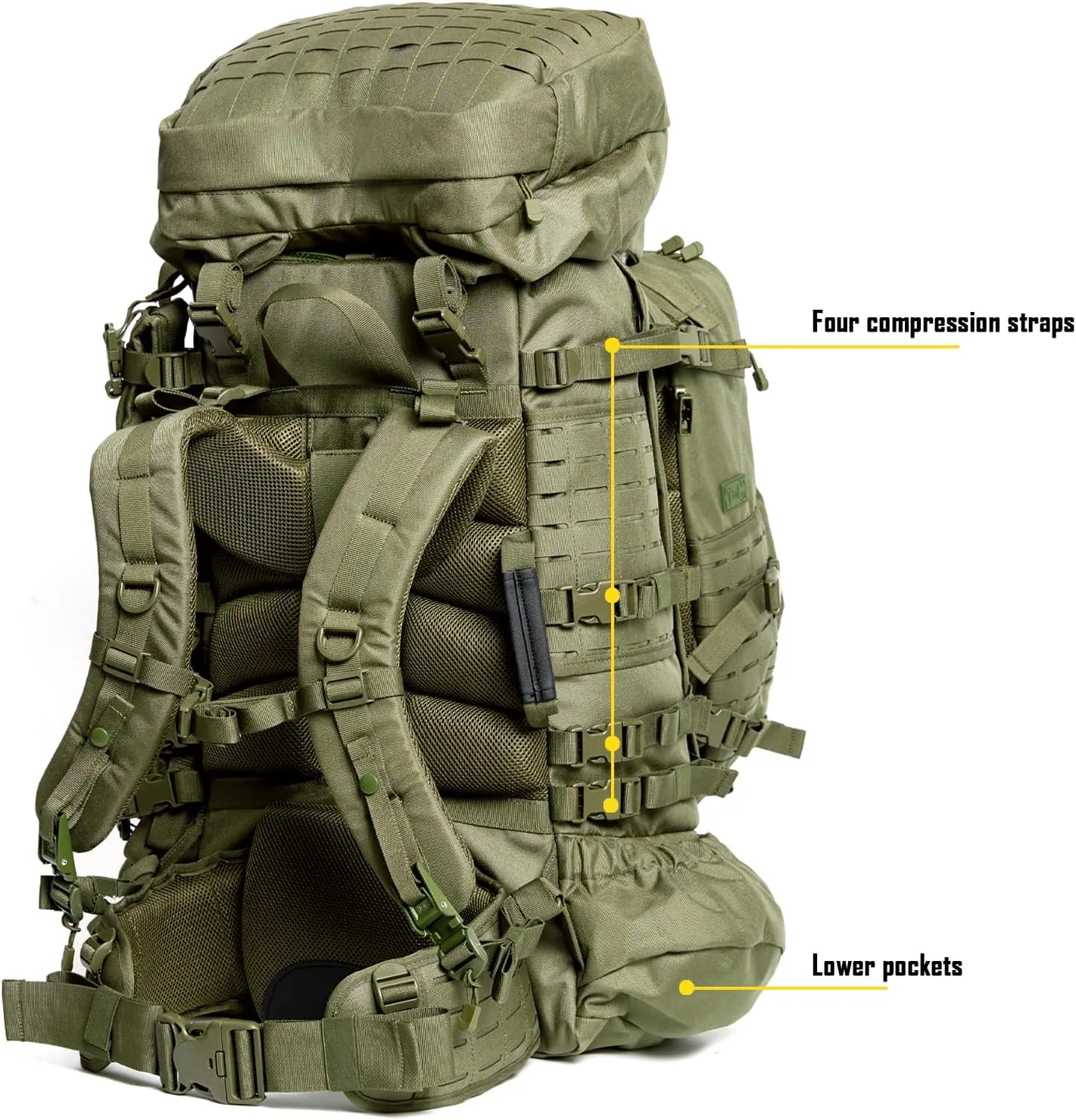 MT Military Army Large Rucksack with Detacheable Assault Backpack Hydration Pack Shoulder Straps and Waist Belt Metal Frame