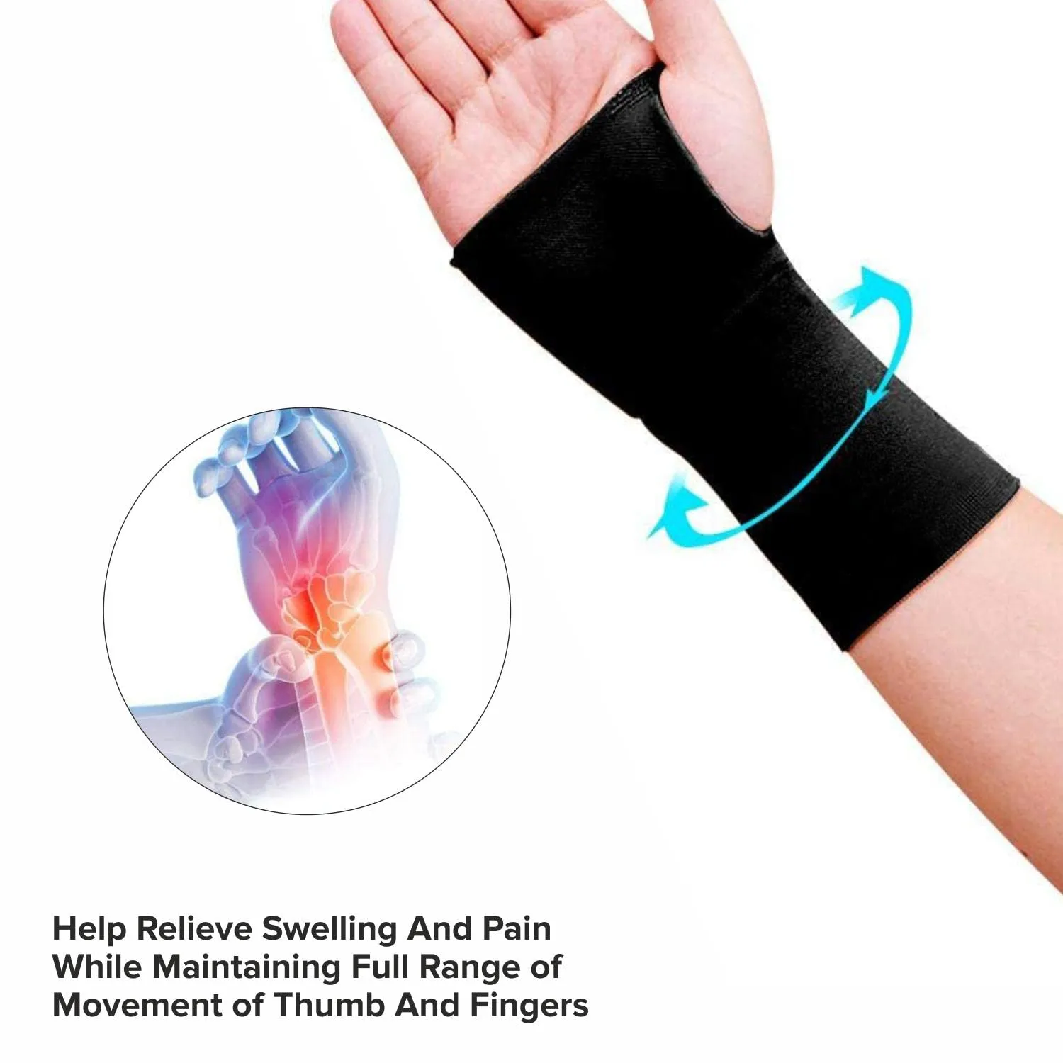 MUELLER Sports Medicine Elastic Wrist Support, Wrist Pain Relief Support for Men and Women, Ideal for Carpal Tunnel, Tendinitis, Arthritis, Black, Regular