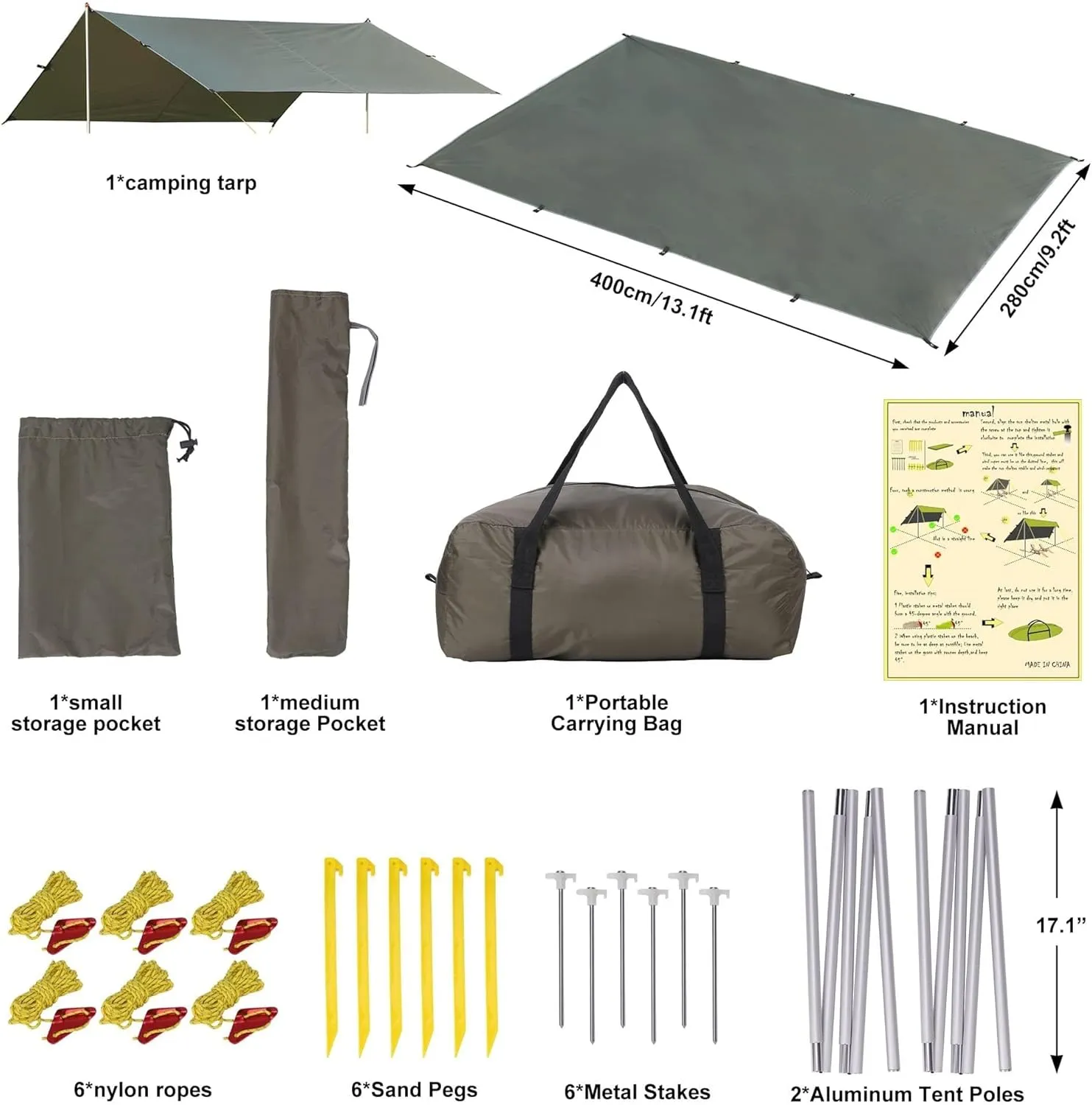 Multi-Functional Beach Canopy Tent with Aluminum Poles, Waterproof and UV-Resistant, Outdoor Shade Solution for 2 People