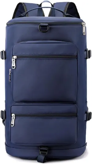 Multi-functional Sports Duffel with Dry-Wet Separation,Travel Backpack with Triple Carry Options (Deep Blue)