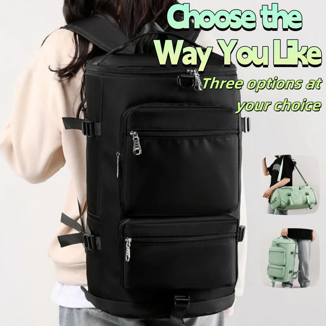 Multi-functional Sports Duffel with Dry-Wet Separation,Travel Backpack with Triple Carry Options (Deep Blue)