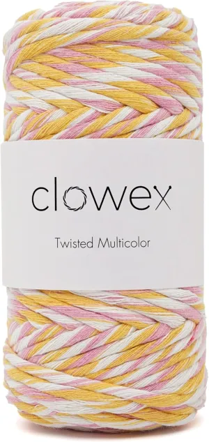 Multicolored Cotton Combed Macrame String 5mm, Rainbow Colorful Macrame Cord, Twisted Multicolor Soft Variegated Cotton Macrame Yarn 87 yds x 5mm, Decorative Craft Yarn for Knotting (TM22)