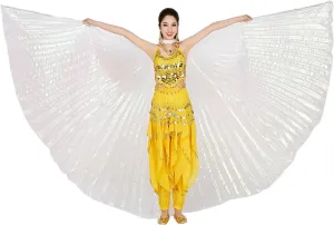MUNAFIE Belly Dance Isis Wings with Sticks Halloween Carnival Performance Dance Costume Angel Wings(Open on The Back)