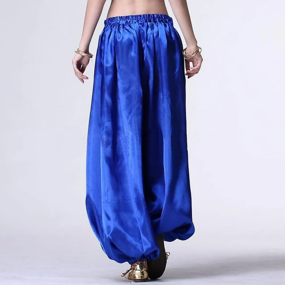 MUNAFIE Celebration of Spirit Palazzo Pant Metallic Praise Dance Pants Belly Dance Arab Carnival Satin Pants