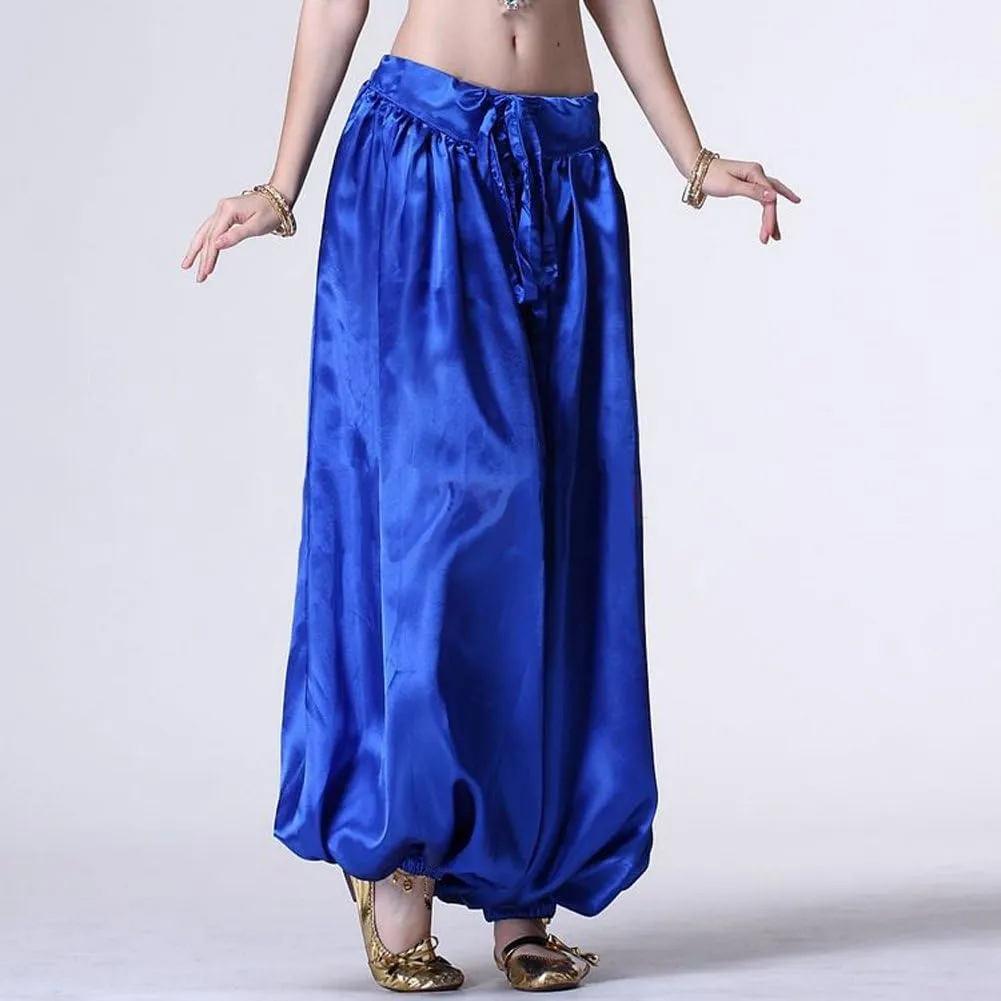 MUNAFIE Celebration of Spirit Palazzo Pant Metallic Praise Dance Pants Belly Dance Arab Carnival Satin Pants