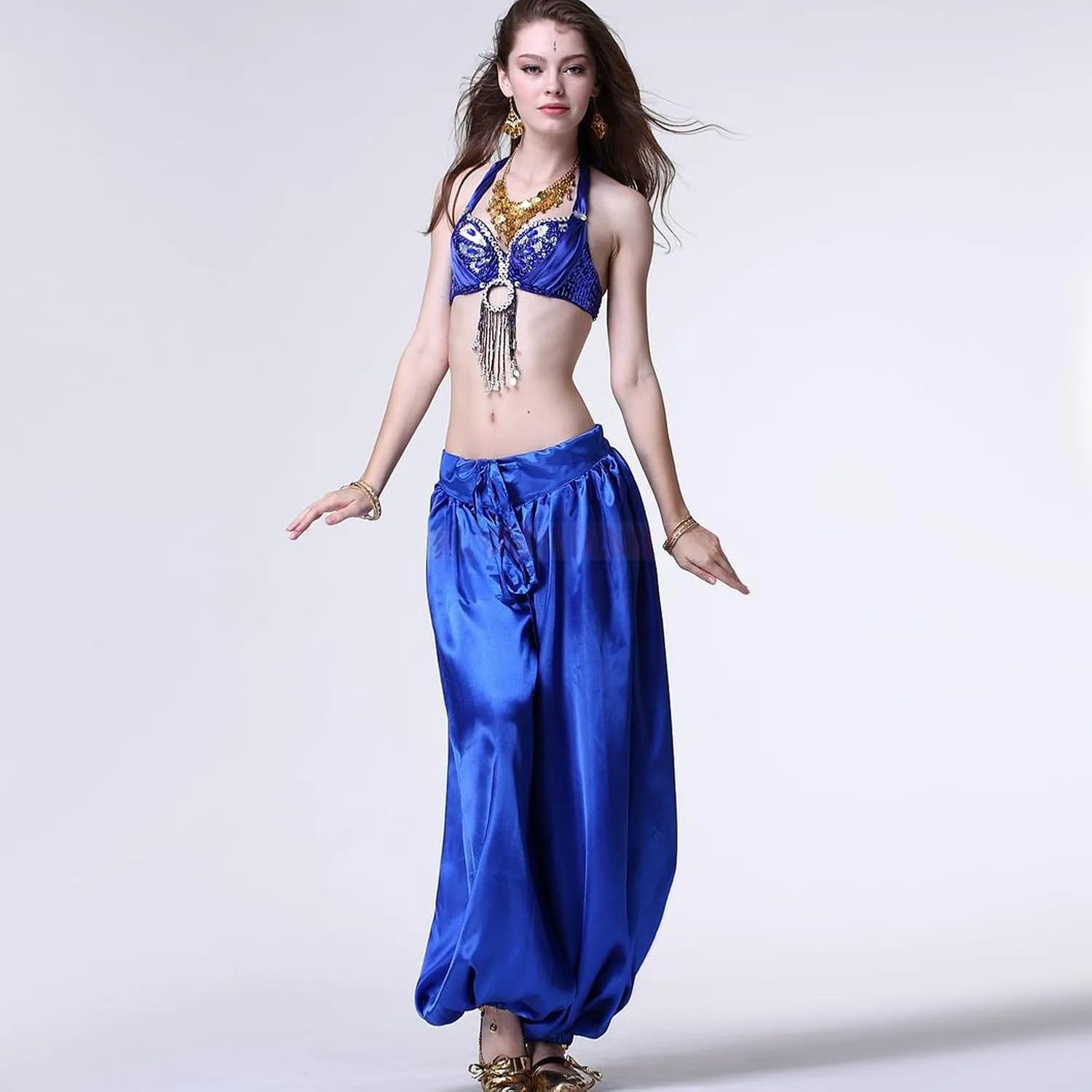 MUNAFIE Celebration of Spirit Palazzo Pant Metallic Praise Dance Pants Belly Dance Arab Carnival Satin Pants