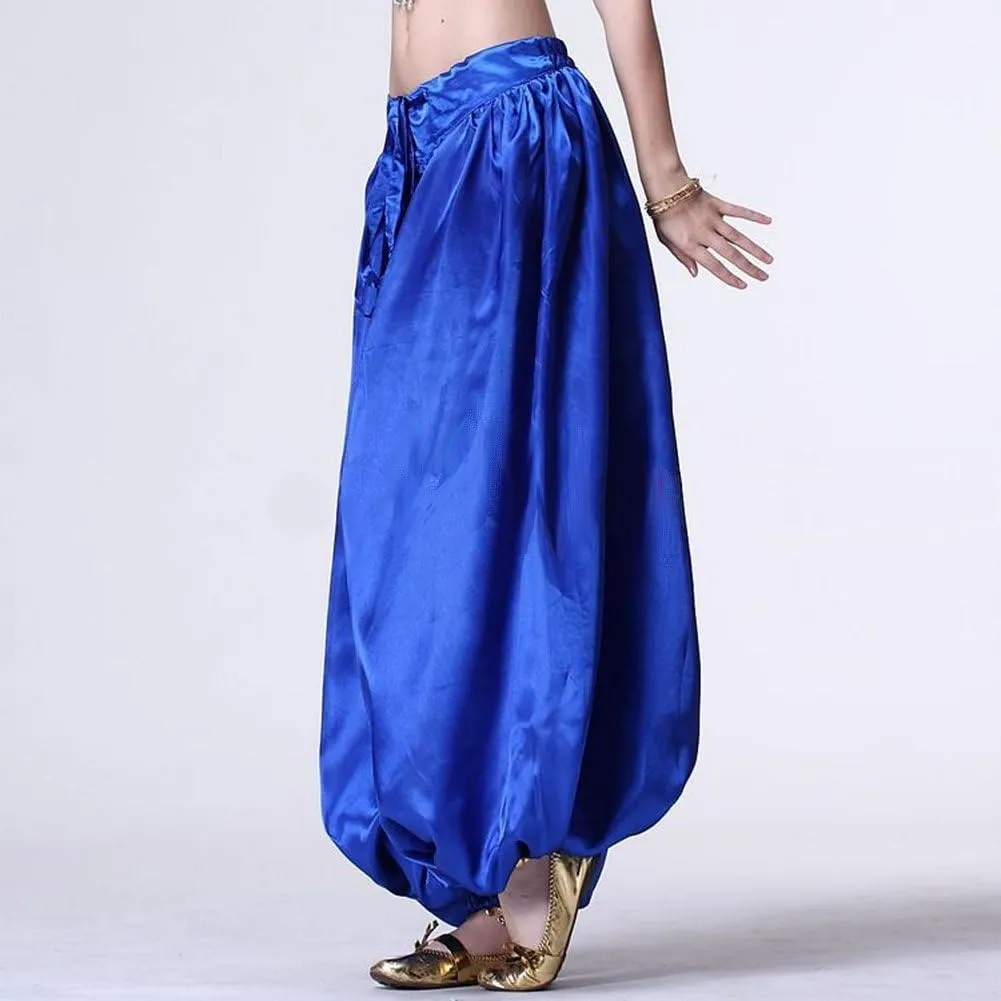 MUNAFIE Celebration of Spirit Palazzo Pant Metallic Praise Dance Pants Belly Dance Arab Carnival Satin Pants