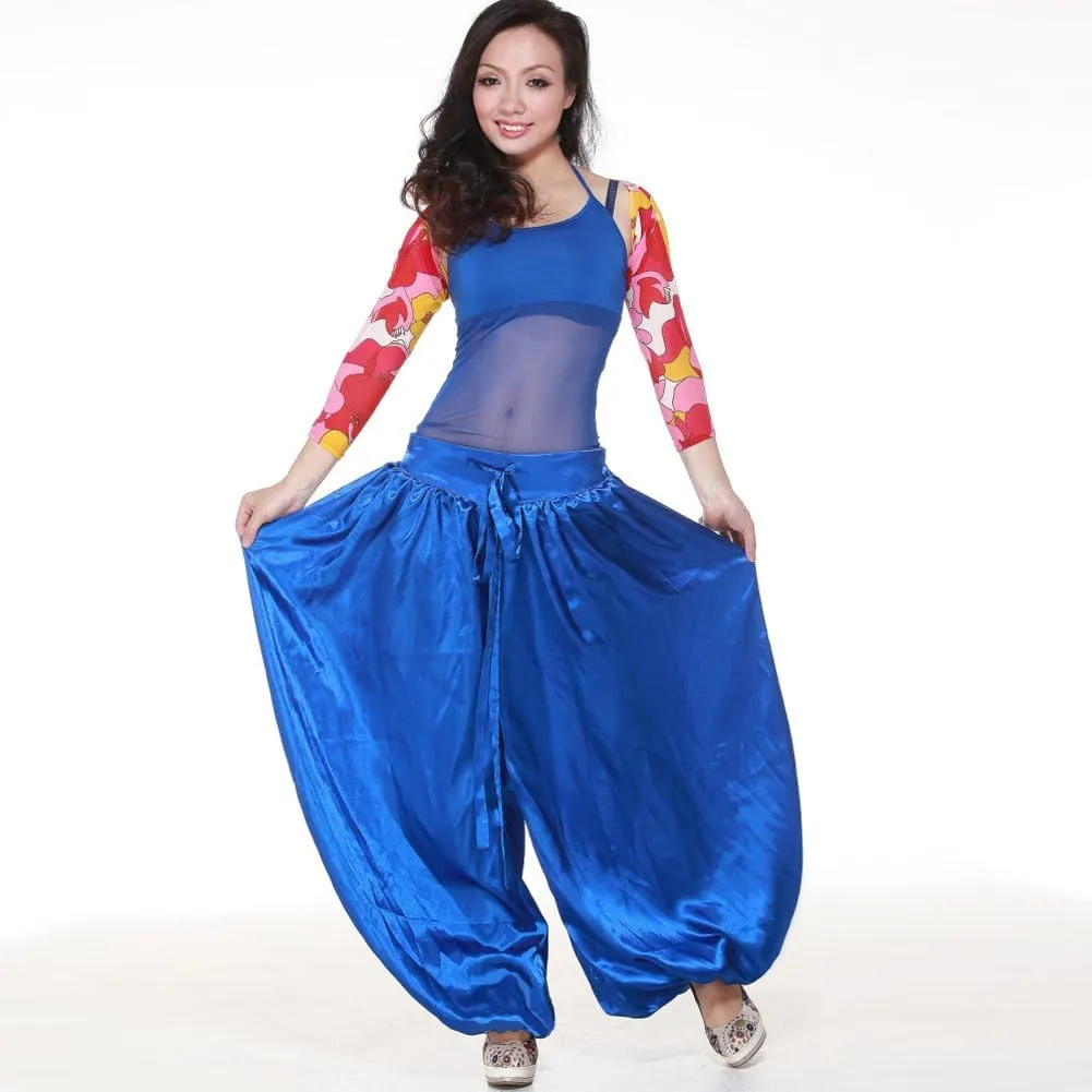 MUNAFIE Celebration of Spirit Palazzo Pant Metallic Praise Dance Pants Belly Dance Arab Carnival Satin Pants