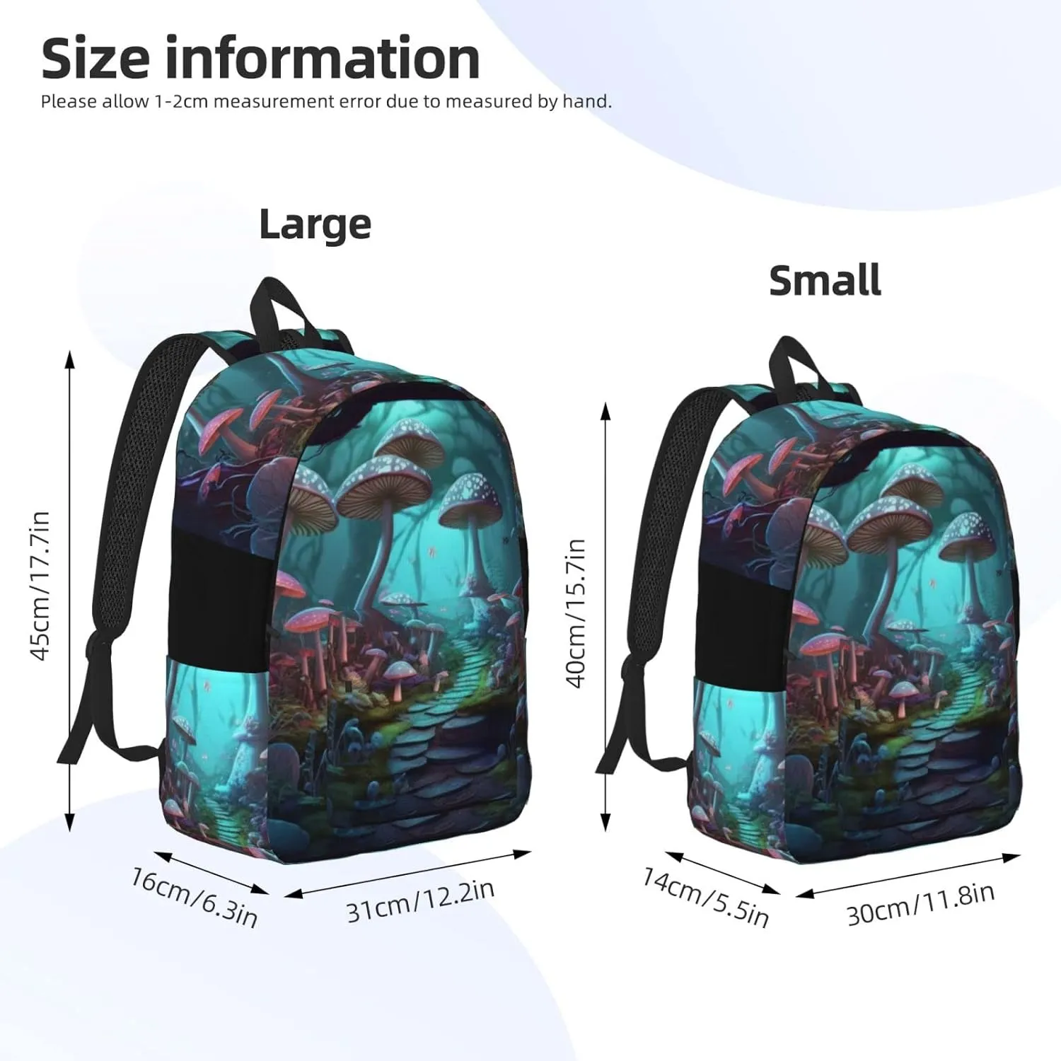 Mushroom Forest Backpack with Adjustable Straps, Suitable for Travel Picnics Activities