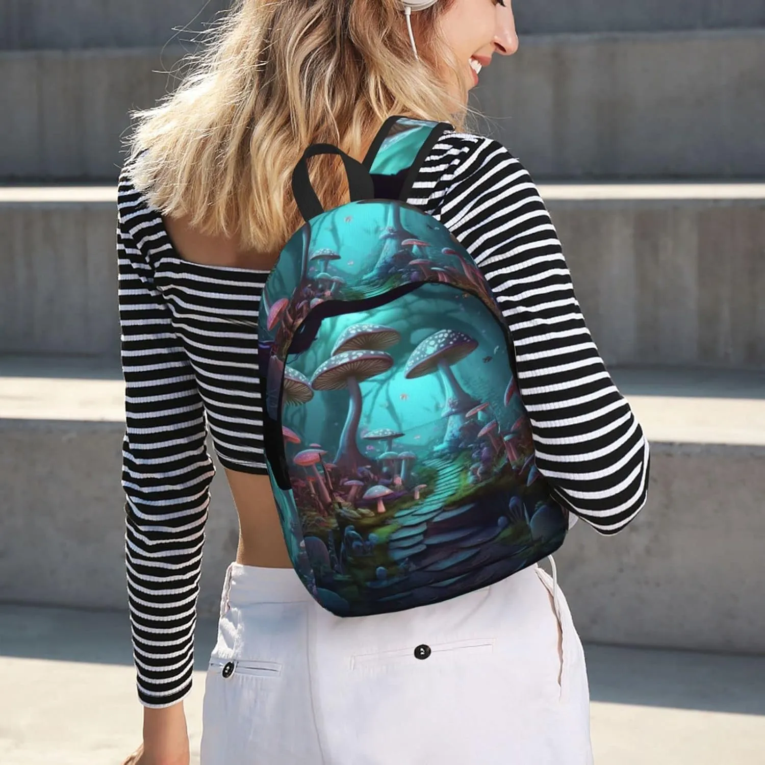 Mushroom Forest Backpack with Adjustable Straps, Suitable for Travel Picnics Activities