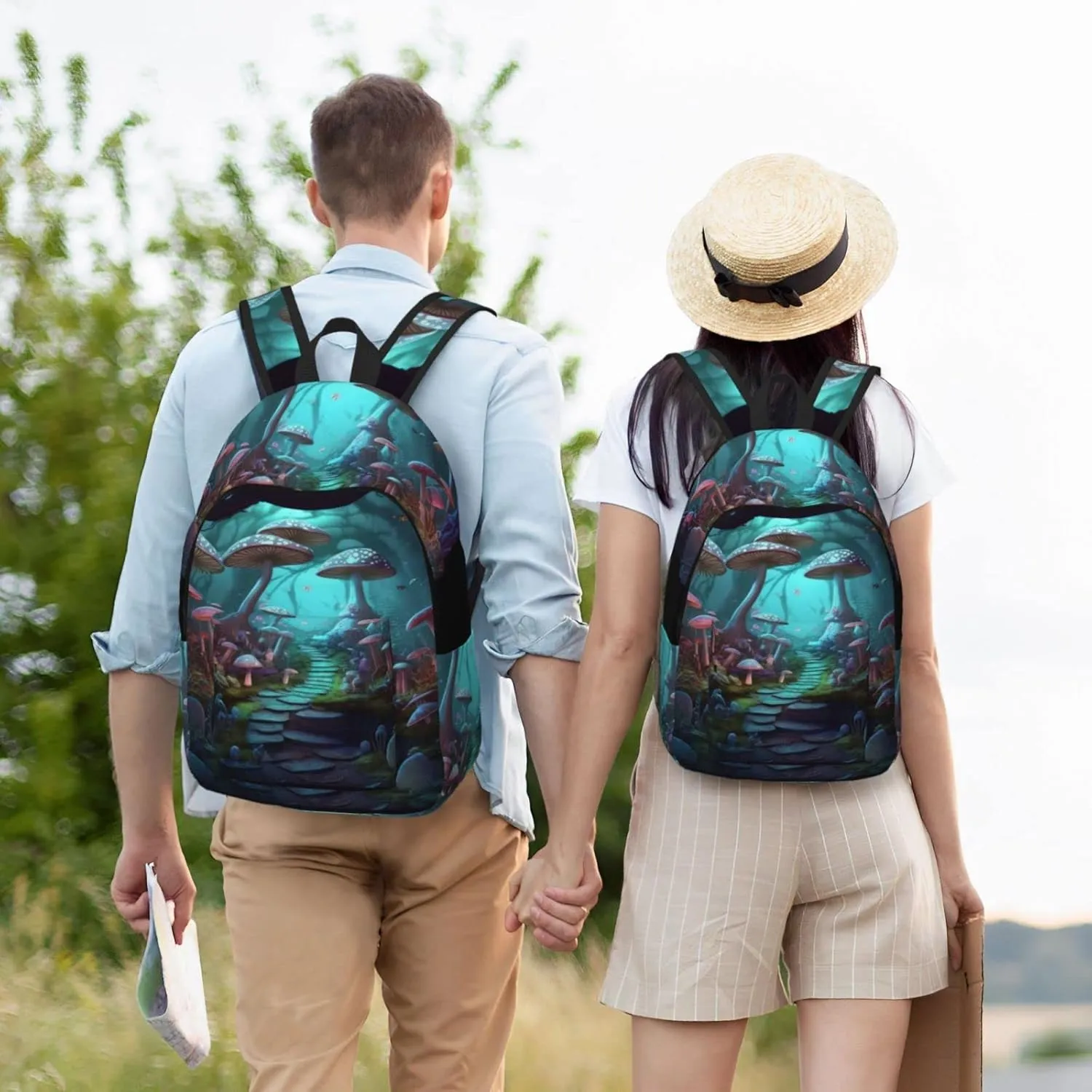 Mushroom Forest Backpack with Adjustable Straps, Suitable for Travel Picnics Activities
