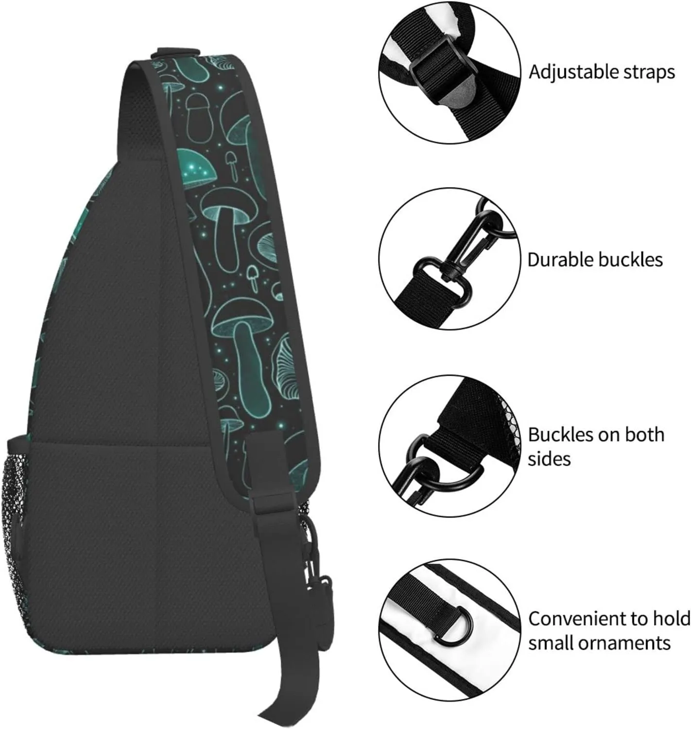 Mushroom Sling Backpack Crossbody Bag For Women Men Sling Bag Travel Hiking Shoulder Chest Bag Daypack Unisex
