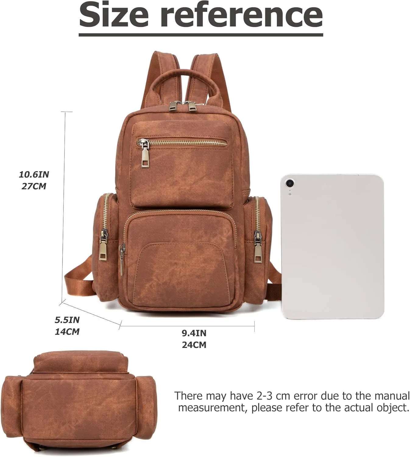 myfriday Vintage Backpack Purse for Women Ladies Leather Sling Backpack Purse Designer Convertible Travel Backpack (Caramel)
