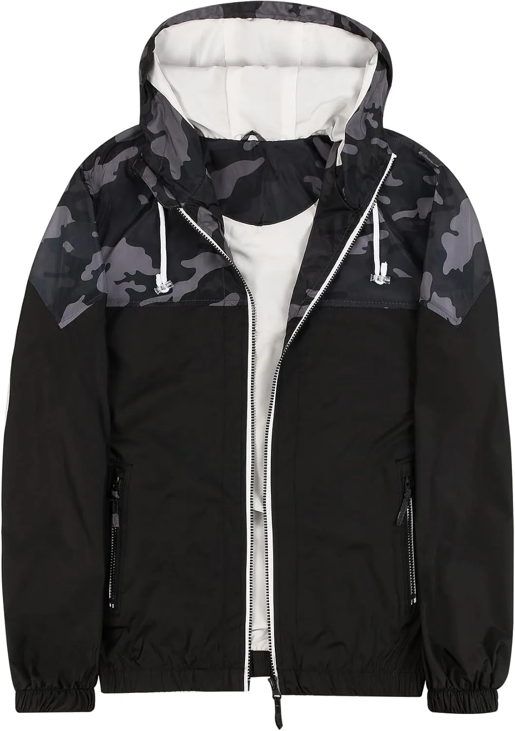 Mywu Lightweight Windbreaker Jacket Men with Mesh Lined for Hiking Travel Water Resistant Men Rain Jacket…