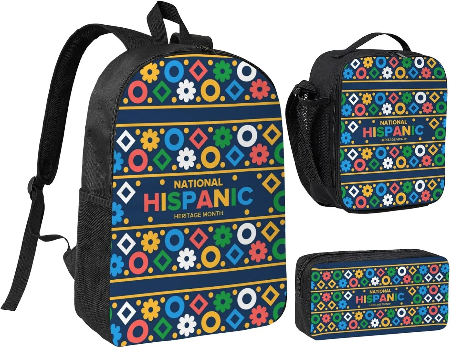 National Hispanic Heritage Month 2025 Backpack Set Lightweight Laptop Backpack Lunch Bag with Pencil Case for Women Men Travel Work