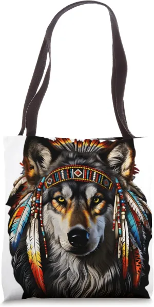 Native American Wolf - Indian Wolf Tote Bag