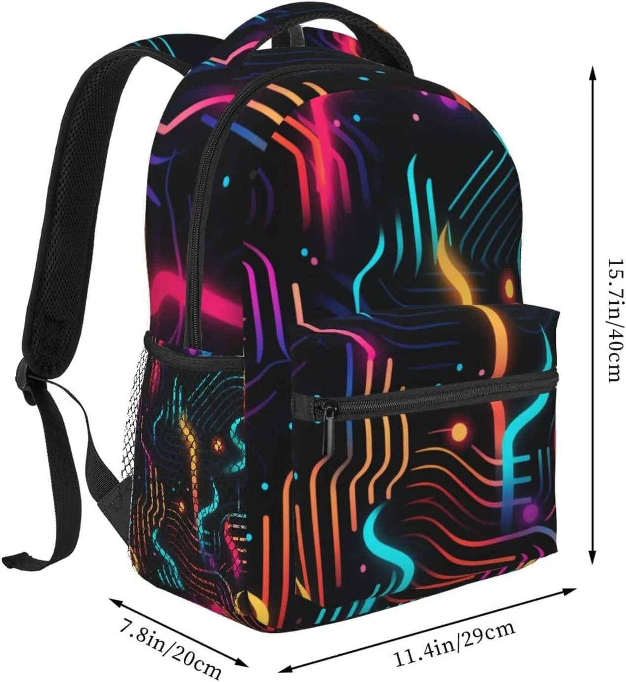 Neon Circuit Board Printing Backpack Lightweight Laptop Backpack Casual Daypack Travel Double Shoulder Bag For Women Men