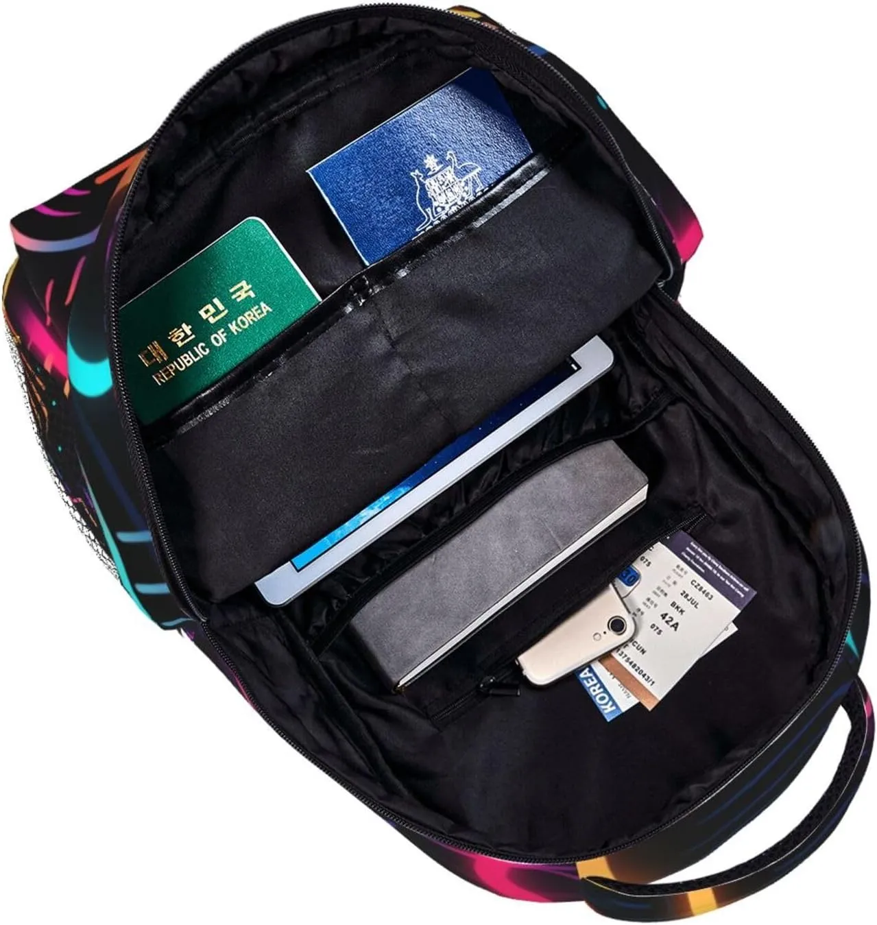 Neon Circuit Board Printing Backpack Lightweight Laptop Backpack Casual Daypack Travel Double Shoulder Bag For Women Men