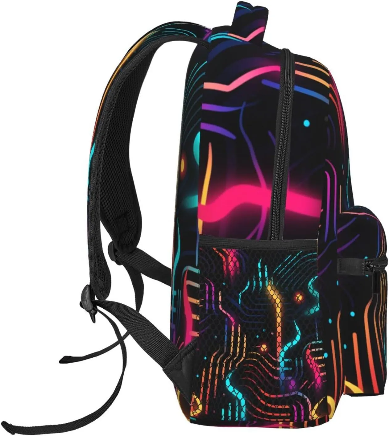 Neon Circuit Board Printing Backpack Lightweight Laptop Backpack Casual Daypack Travel Double Shoulder Bag For Women Men