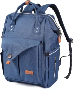 NeoTech Care Diaper Bag Backpack for Baby Girl/Boy, Wide Opening, Multifunction Organizing Pockets (Blue)