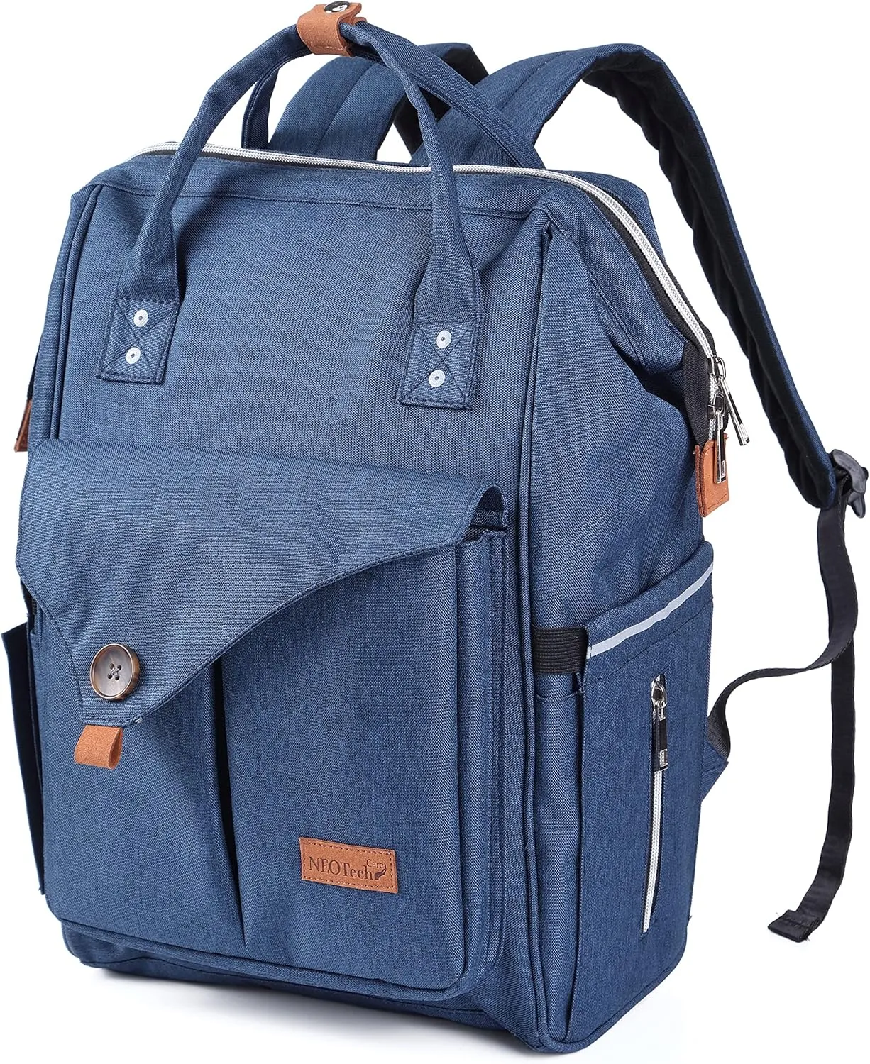 NeoTech Care Diaper Bag Backpack for Baby Girl/Boy, Wide Opening, Multifunction Organizing Pockets (Blue)