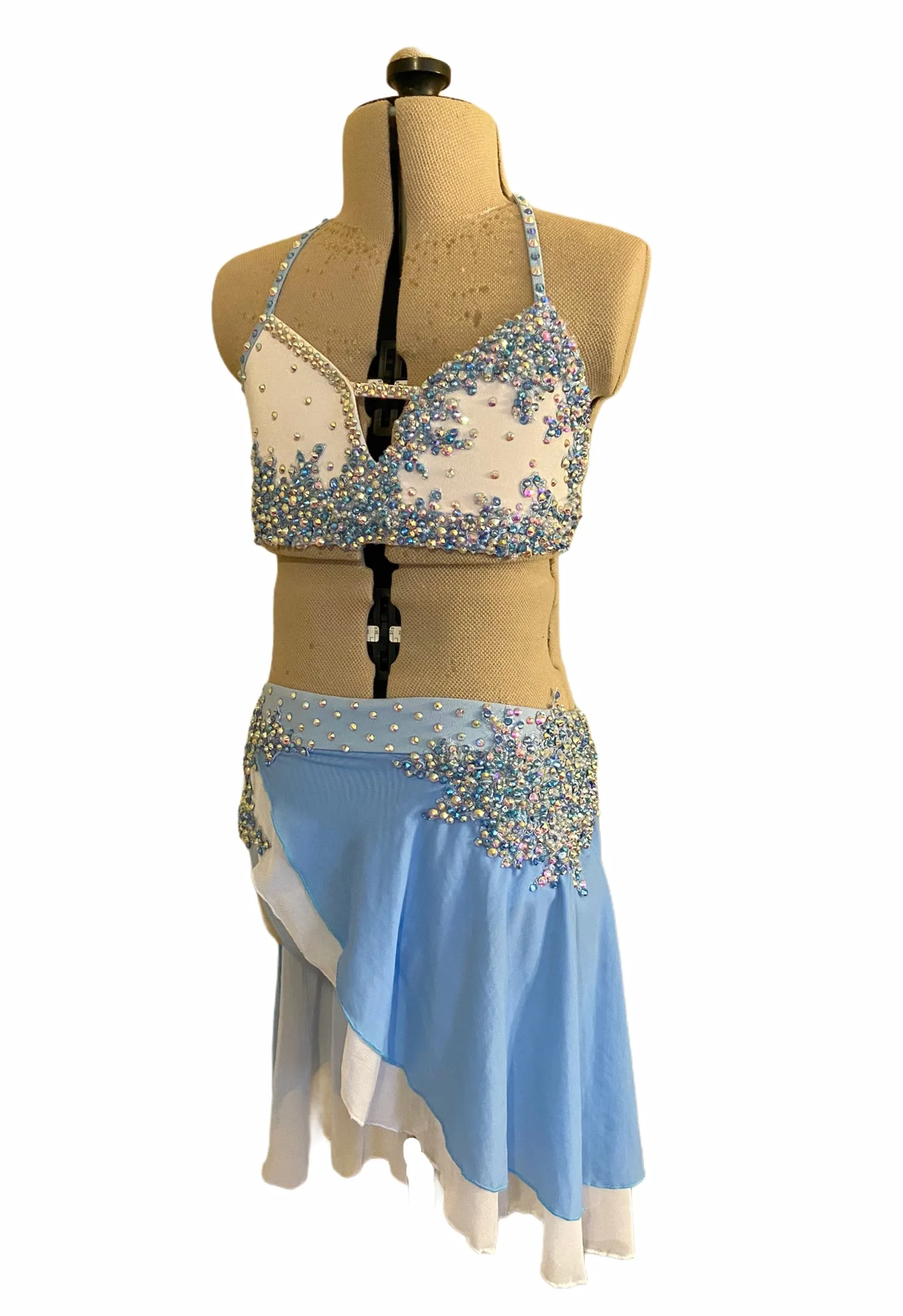NEW Child Medium/Large ready-to-ship white/light blue lyrical costume