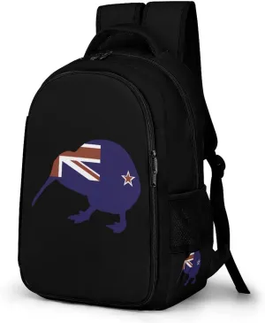 New Zealand Flag Kiwi Unisex Backpack Casual Daypacks Dual Compartment Shoulders Bag for Camping Hiking Travel Gear