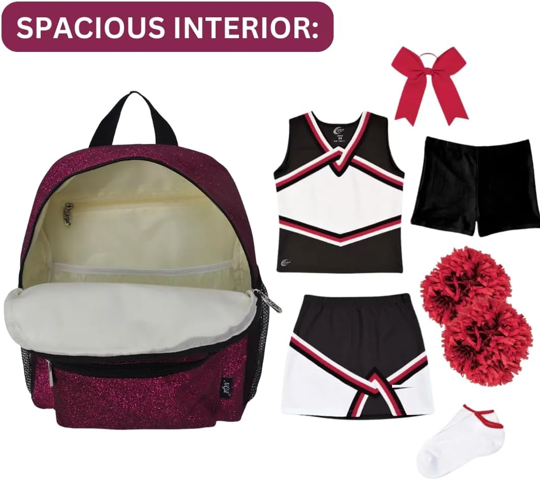 NGIL Mini Glitter Backpack for dance backpack, Team Sports, Cheer bag (Glitter-Hot Pink)
