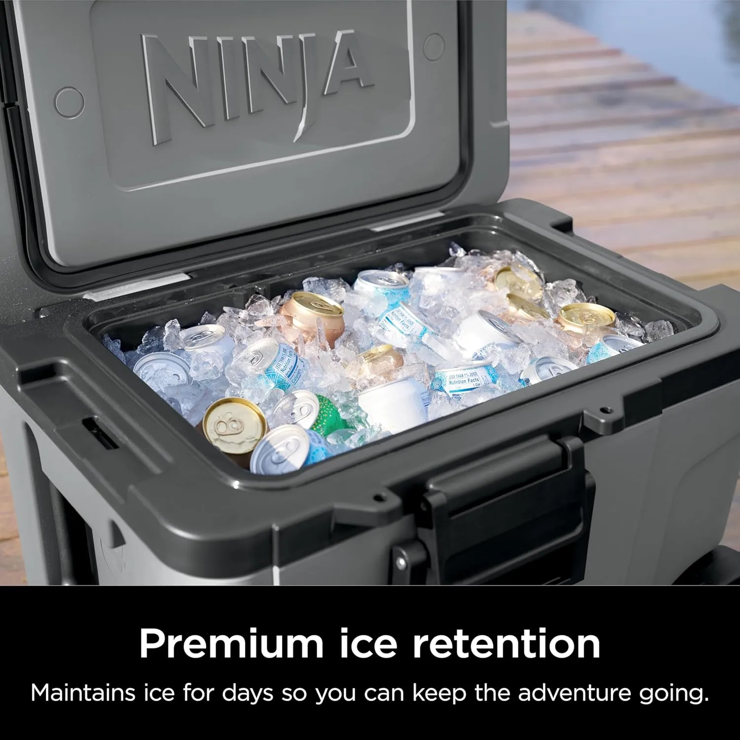 Ninja | Cooler | FrostVault 45QT Cooler with Wheels | Insulated with Temp Dry Storage Drawer | Keeps Ice Cold for Days | for The Beach, Camping, Picnics & More | Slate Gray | FB245GY