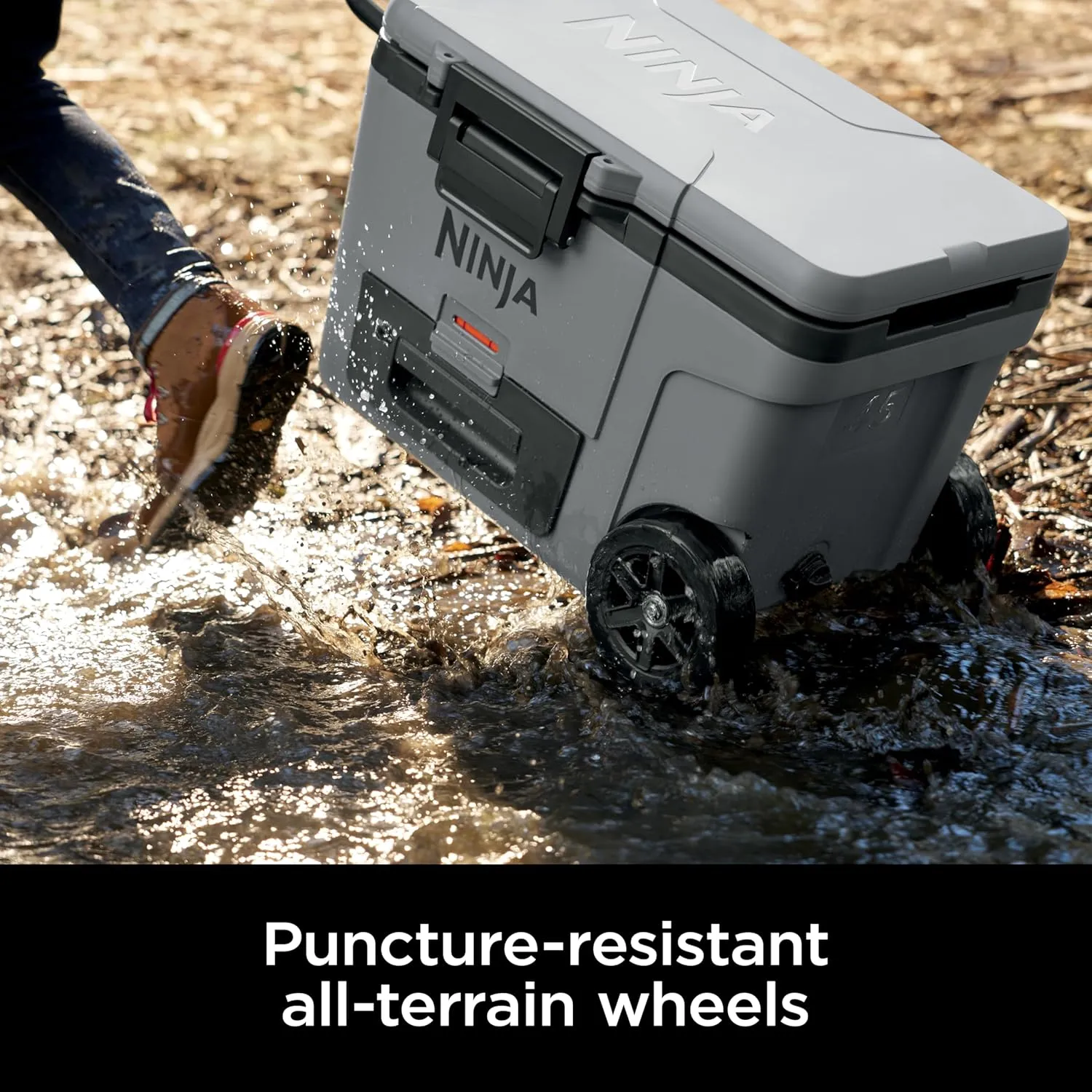 Ninja | Cooler | FrostVault 45QT Cooler with Wheels | Insulated with Temp Dry Storage Drawer | Keeps Ice Cold for Days | for The Beach, Camping, Picnics & More | Slate Gray | FB245GY