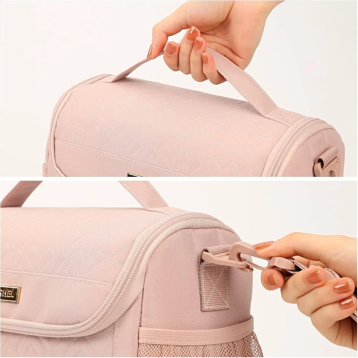NISHEL Lunch Bag for Women, Portable Insulated Meal Box with Shoulder Strap, Resuable Leakproof Cooler Case for Work, Pink