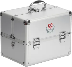 Nisorpa 3-Layer Large Locking Medicine Storage Box,Portable First Aid Storage Bin with Shoulder Strap Double Open for Home and Travel,11.81 x 8.54 x 9.45 Inches, Medicine Not Included