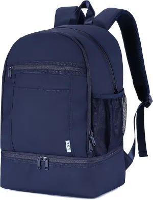 NOL Natural Organic Lifestyle Kids 2-in-1 Backpack & Insulated Lunch Bag-16 Multi-Functional Large Compartments Backpack for School & Travel, Double Deck, Water Resistant,Leak-proof,Padded-Navy blue