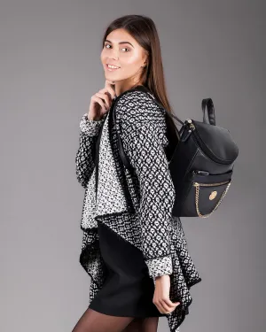 Nollia Black Leather Mini Backpack for Women | Light Travel Small Daypack with Adjustable Strap | Black Backpack Purse