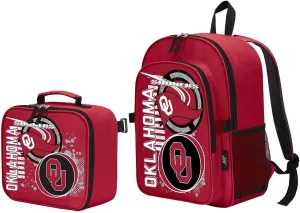 NORTHWEST Licensed NCAA Accelerator Combo includes Backpack and Lunch Bag (Oklahoma Sooners)