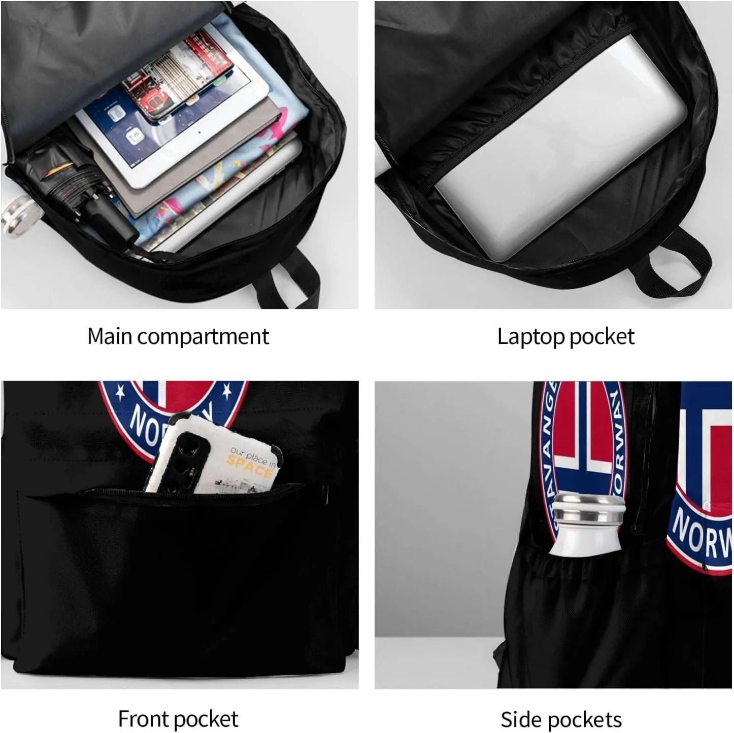 Norway Norwegian Flag Backpack Large Capacity Backpack Lightweight Double Shoulder Bag For Women Men Travel