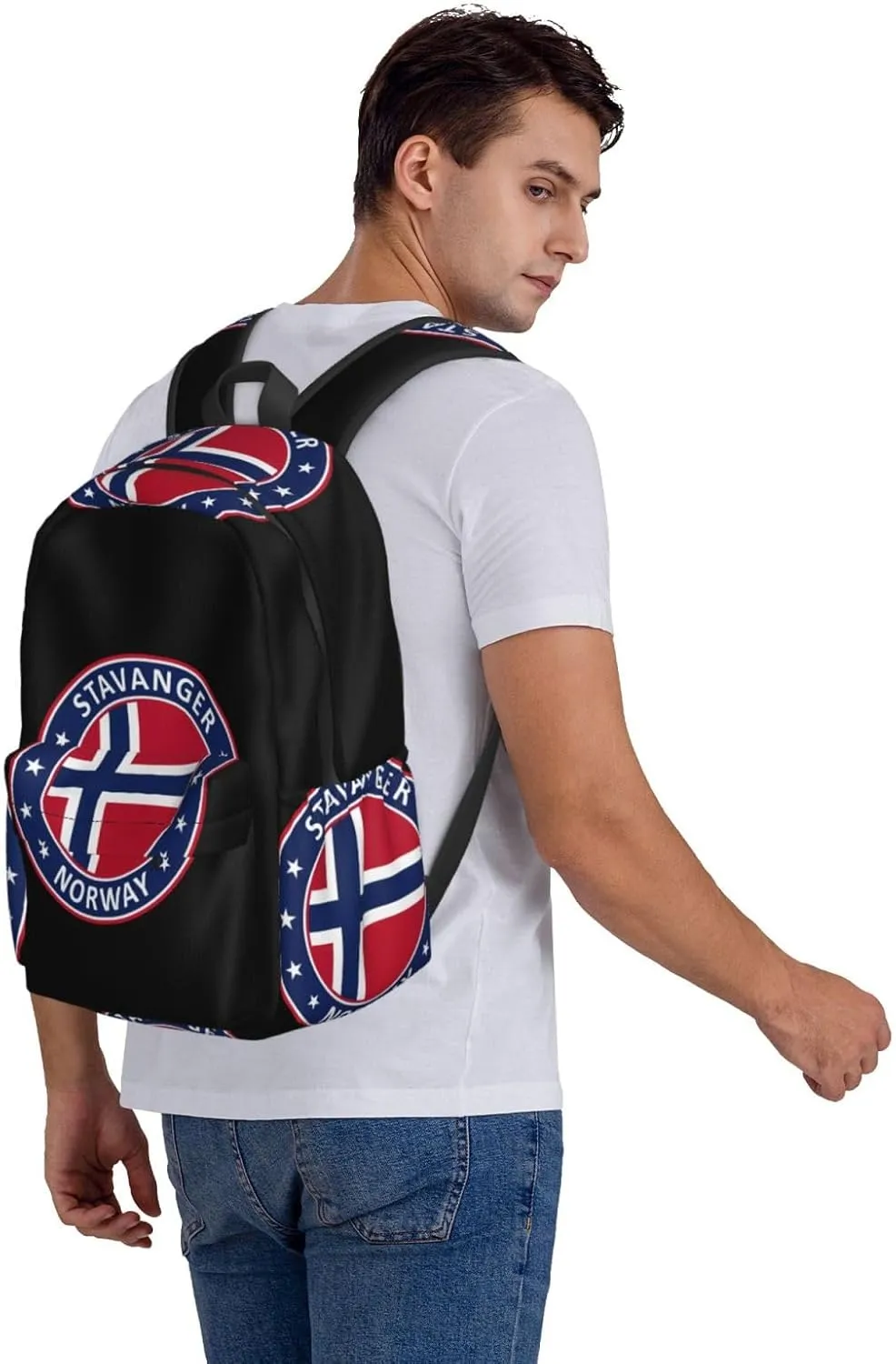 Norway Norwegian Flag Backpack Large Capacity Backpack Lightweight Double Shoulder Bag For Women Men Travel