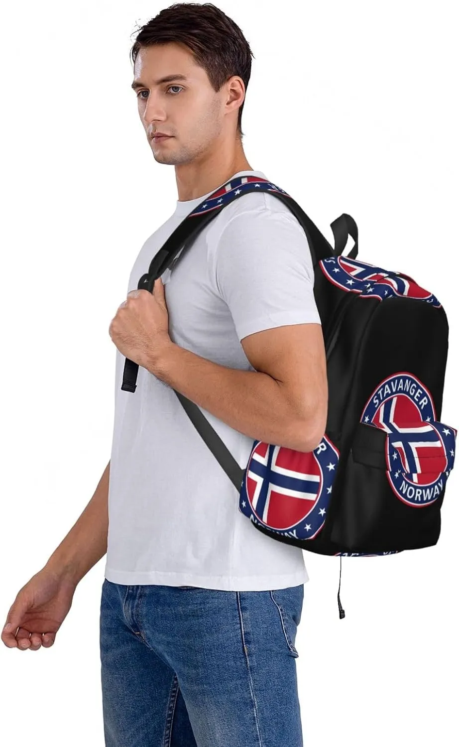 Norway Norwegian Flag Backpack Large Capacity Backpack Lightweight Double Shoulder Bag For Women Men Travel