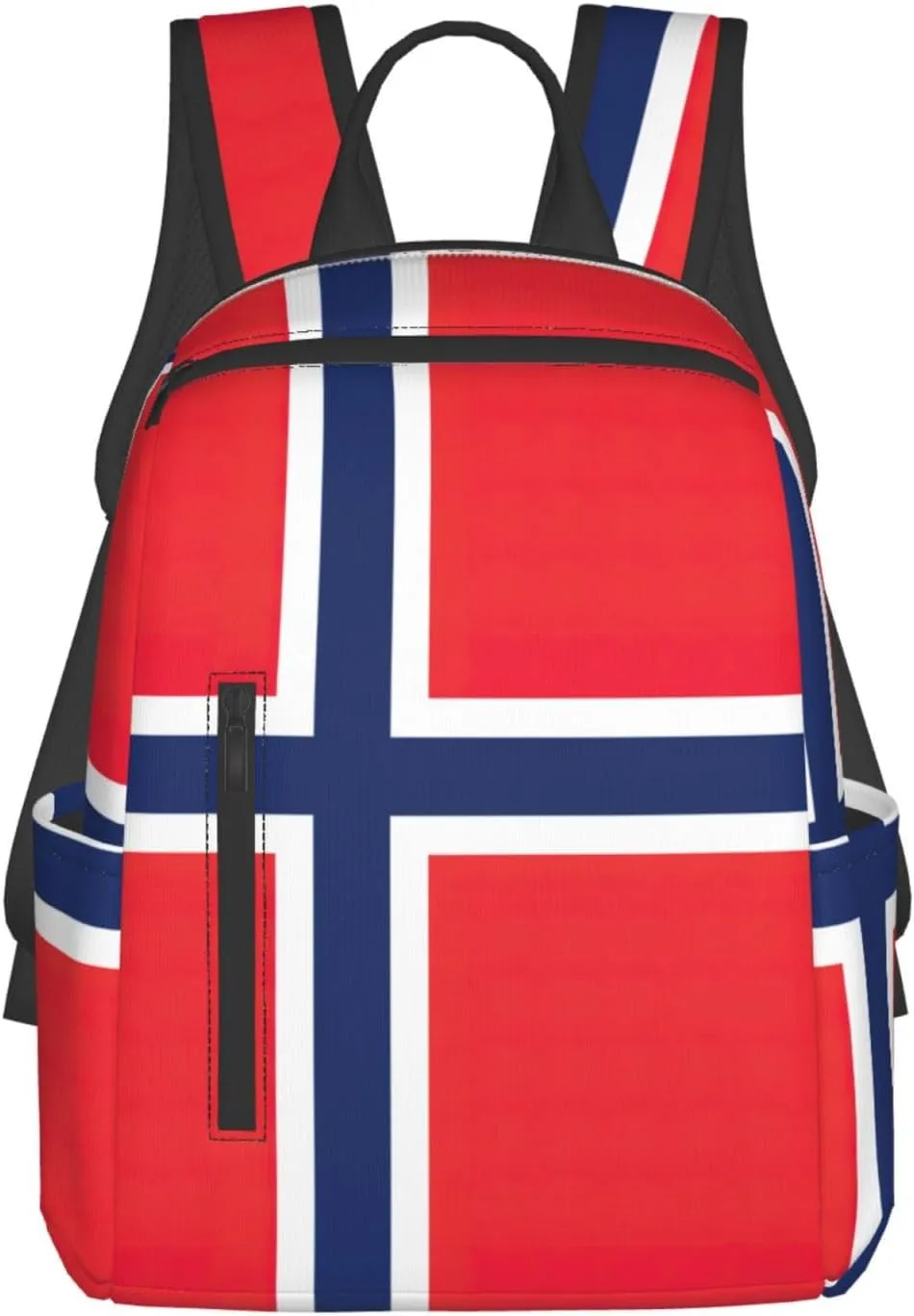 Norwegian flag Lightweight Backpack DAY BACKPACK with Front Zipper Pockets & Side Patch Bags. Unisex BACKPACKS